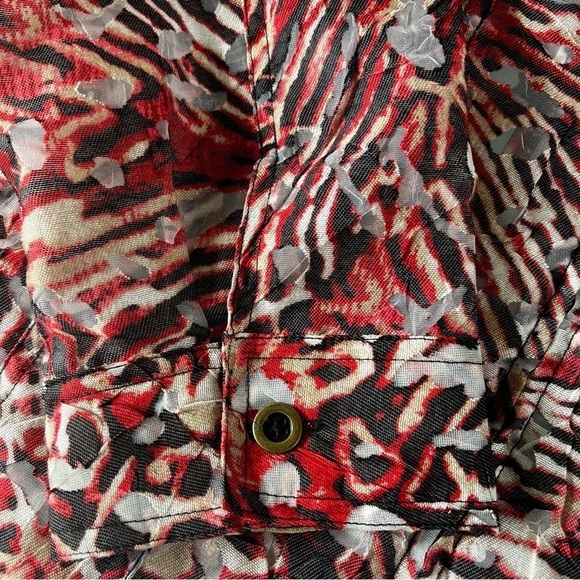 Ruby Rd Animal Print with Sheer Cutouts Jacket Business Casual Red Plus Size 14 - Picture 7 of 7